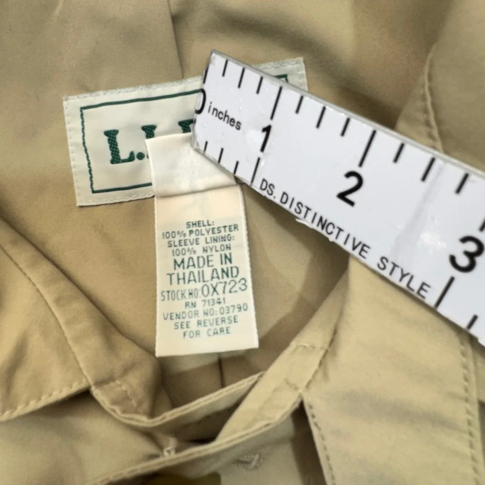 Vintage LL Bean Trench Coat Mens XL Tan Rain Overcoat Mac Jacket Oxford 0X723